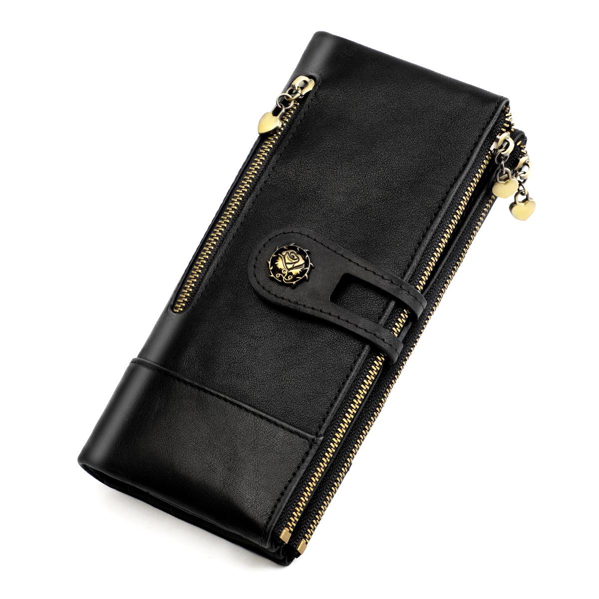 

Anti Theft Brush Long Wallet, Retro Genuine Leather Women s Wallet, Korean Fashion Change Handbag