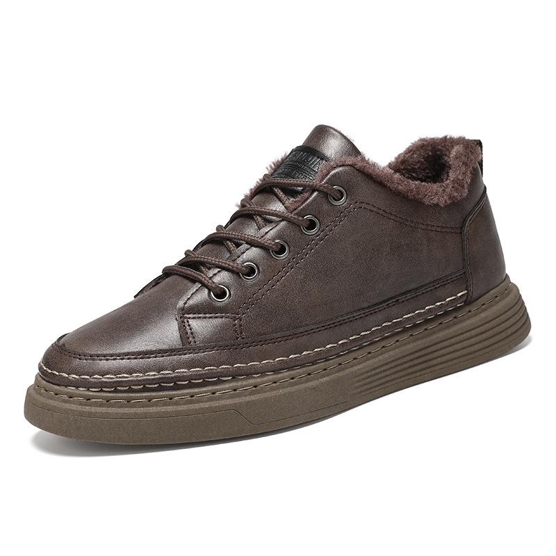 Winter men's shoes new velvet thickened shoes men's trend versatile chef shoes warm cotton shoes leather shoes casual board shoes