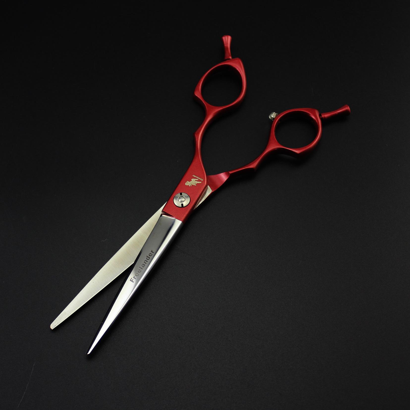 

6.5 inch, color double curved handle, pet grooming scissors straight scissors, pet trimming scissors 5 colors optional red handle straight (md-657)