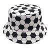 1pc Sunscreen Bucket Hat Football Print Fisherman Hat Double Sides Flat Top Panama Caps for Men Women Reversible Outdoor Sun Hat