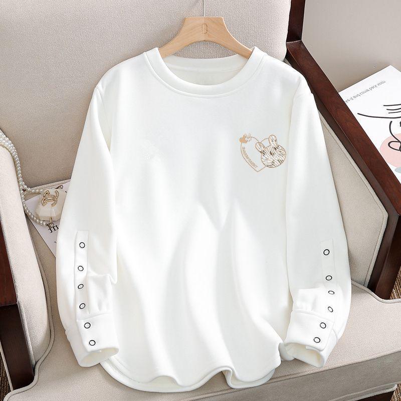 Fleece-Lined Long-Sleeve T-Shirt for Autumn and Winter - Plus Size Thickened Casual Top