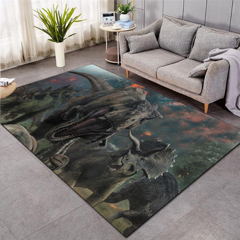 Cartoon Dinosaur Jungle Green Pattern Carpet Soft Non -Slip Indoor Rug Cartoon Game Rug Room Bedside Crawling Anti -Fall Floor Mat