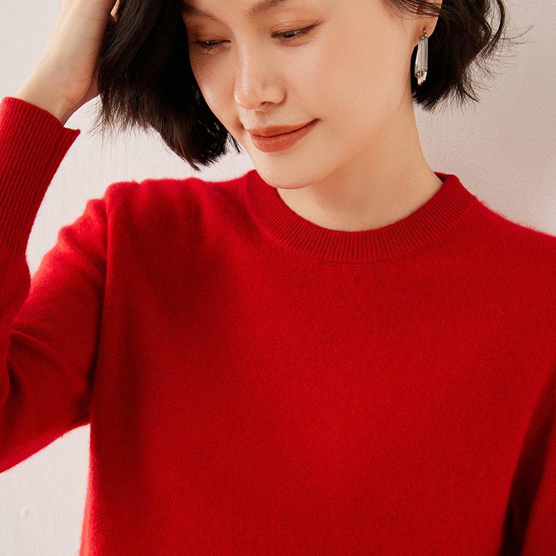2025 A/W Cashmere Round Neck Knitwear - Soft Fluffy Loose Long Sleeve Pullover Sweater
