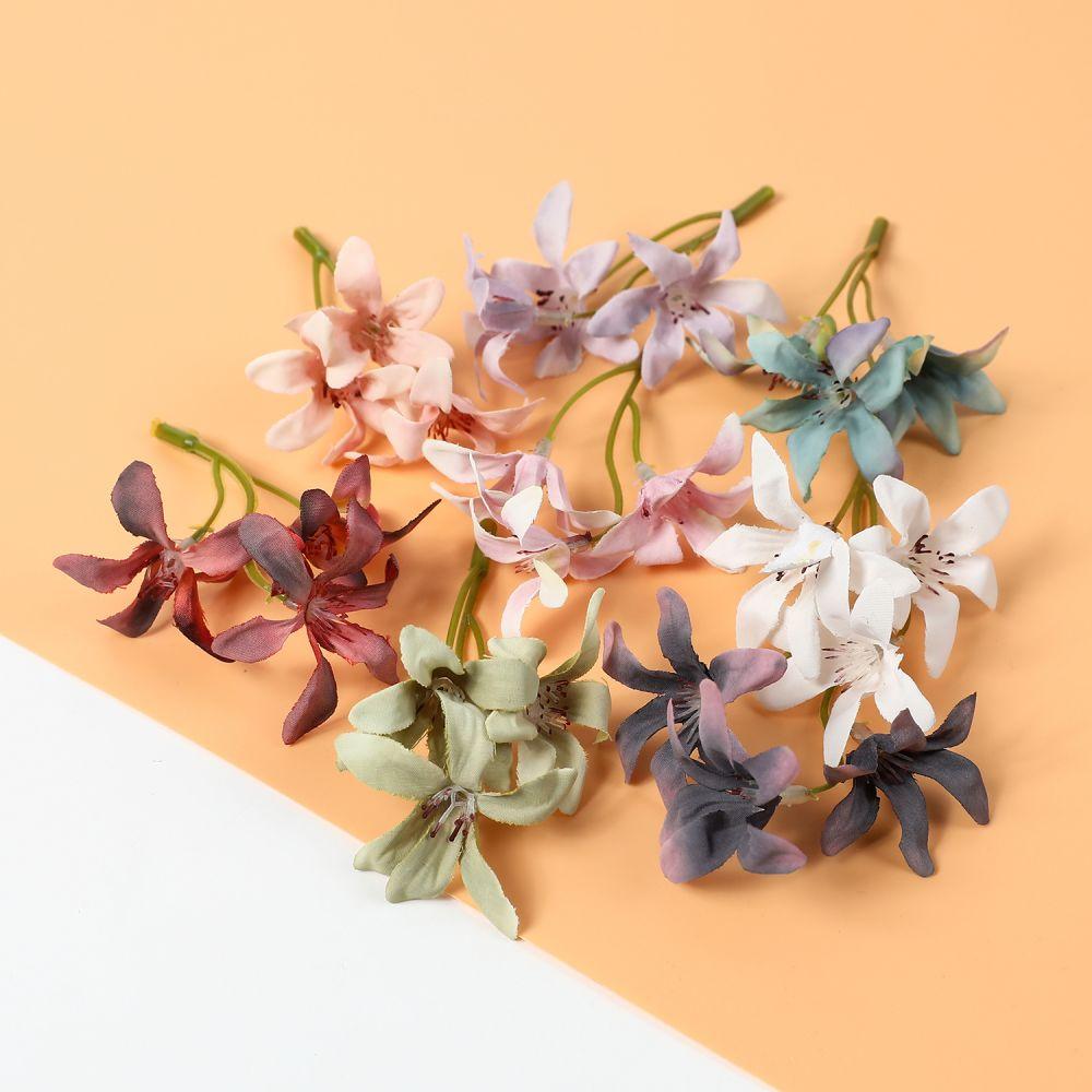 20PCs Silk Artificial Orchid Flowers Head Fake Flowers For Home Room Wedding Decoration DIY Vases Garland Gifts Accessories