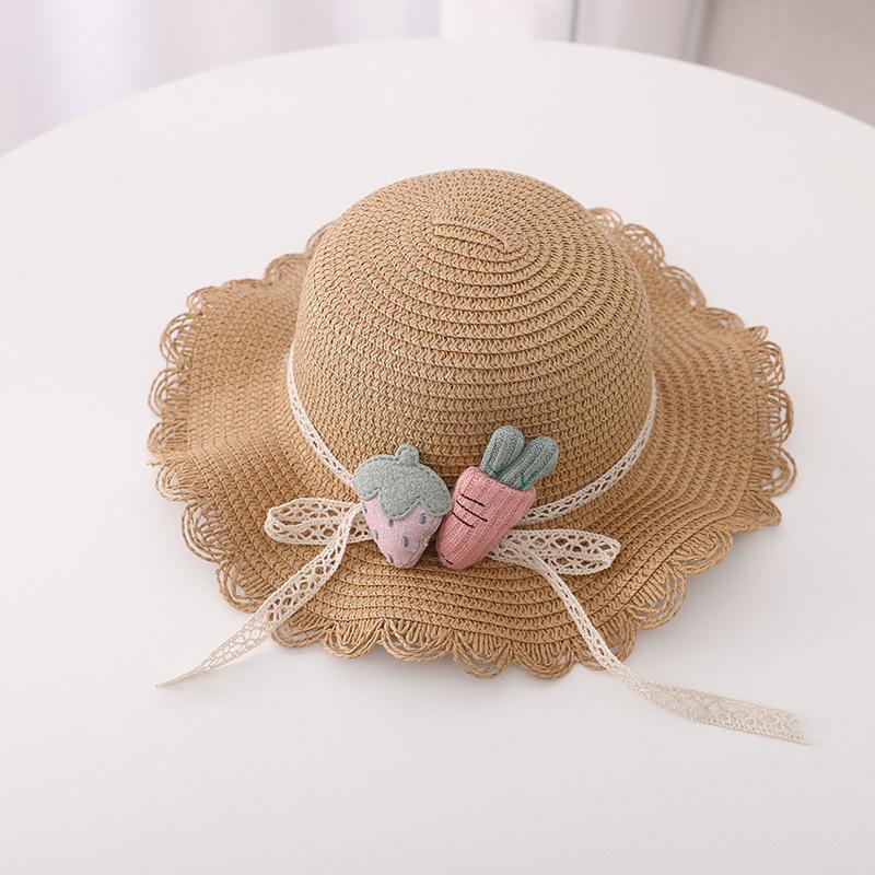 Fashion Summer Children Sunscreen Straw Hat Bag Weaving Grass Cap Cool Sun Hat For Girl Cute Breathable Baby accessories
