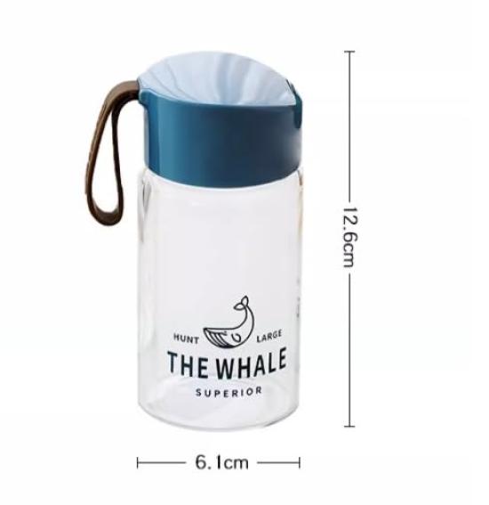 FISHLUCK Water Bottle, Glass Bottle, High Boron Silicone Glass, Direct Drinking, Leak-Proof, Portable, Transparent, 230ml, Suitable for Office,