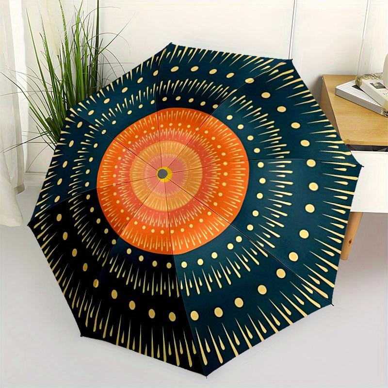 1pc Mandala Pattern Automatic Umbrella - 8-Rib Foldable Design, Outdoor Adventures, and Family Celebrations Y250829088