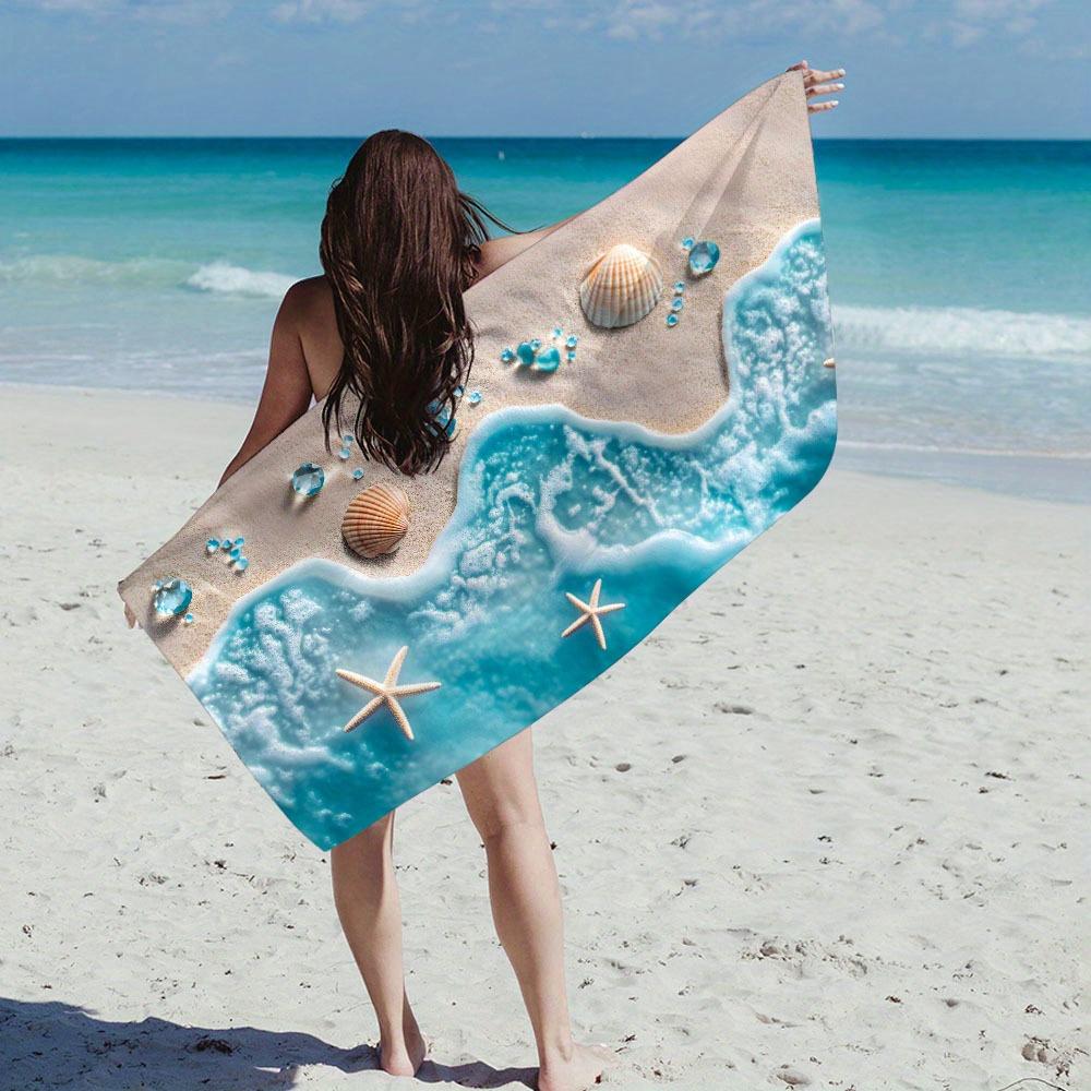 1pc Tropical Island Polyester Beach Towel, 2D Printed, Year-Round, Lightweight & Quick-Drying, Unisex for Swimming/Surfing/Campi