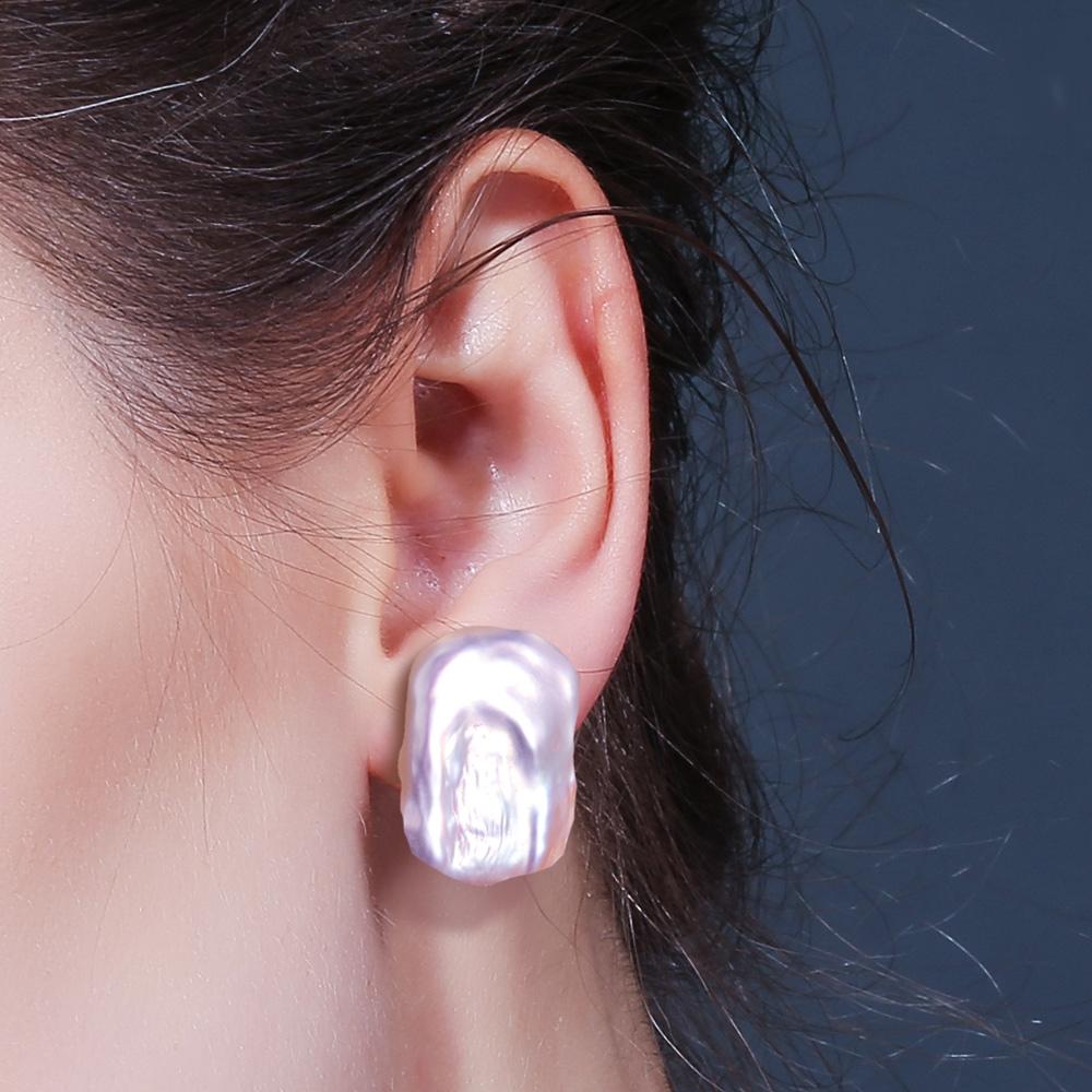 SENIKO Natürliche Süßwasser Große Barockperlen Ohrringe Mode Perlen Ohrstecker Für Frauen Party Schmuck