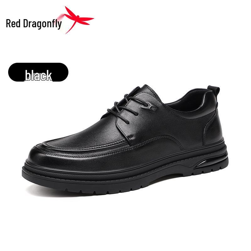 

Мужские повседневные туфли из кожи высокого класса Red Dragonfly - Мягкая подошва, коровья кожа, обувь для папы на весну и осень 38 чёрный