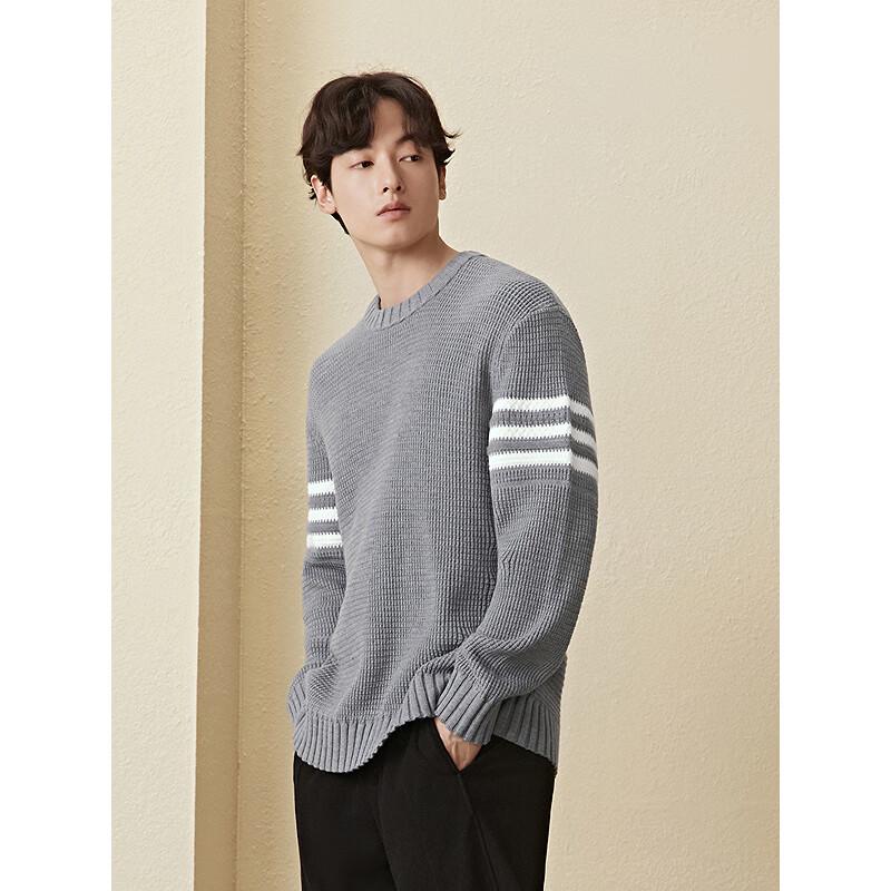 GXG Men's Pineapple Texture Shoulder Stripe Color Block Sweater