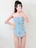 One-piece Swimsuit Women's Suspender Plaid Print Swimsuit Japanese Cute Pure Desire Flat Angle Swimsuit