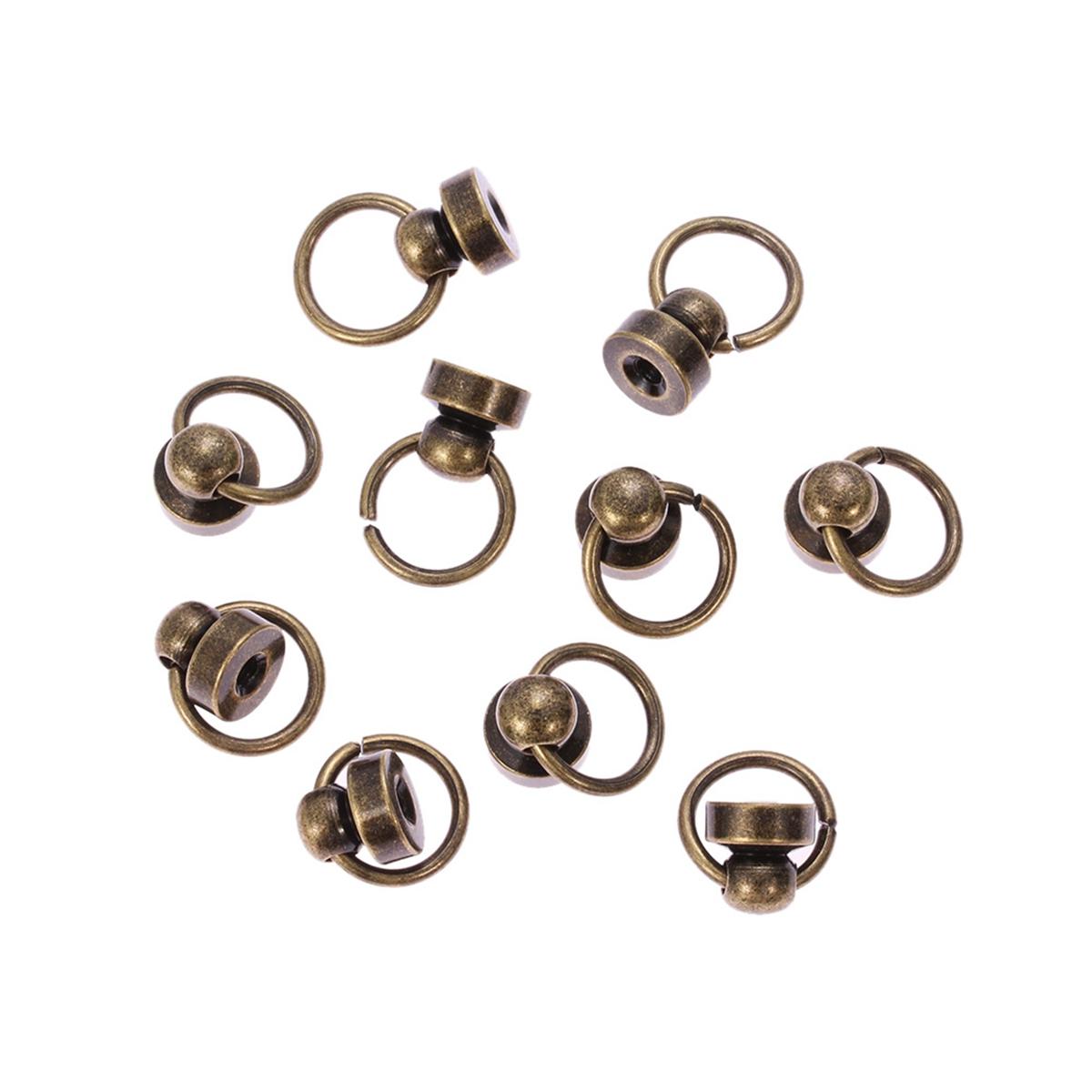 

10PCS Bag Round Head Choker Phone Case Rivet Stud Screws Ring Spikes DIY Crafts 9mm bronze