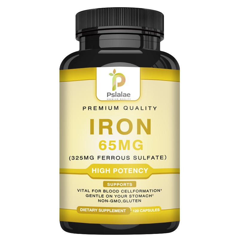 

Pslalae Iron Supplement, increases ferritin levels, boosts energy, 65 mg elemental iron extract, suitable for adults. 120