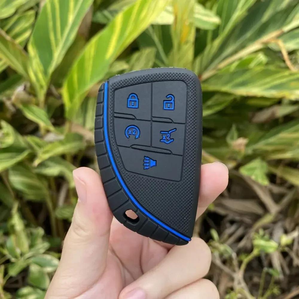 For Buick Envision S Plus Chevrolet Suburban Tahoe GMC Yukon Sierra 1500 Denali 5 Buttons Silicone Car Key Cover Case Keychain