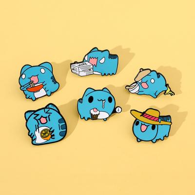 Cat Brooch Personality Creative Funny Cat Bug Coffee Wave Cat Capybara Metal Badge Decoration
