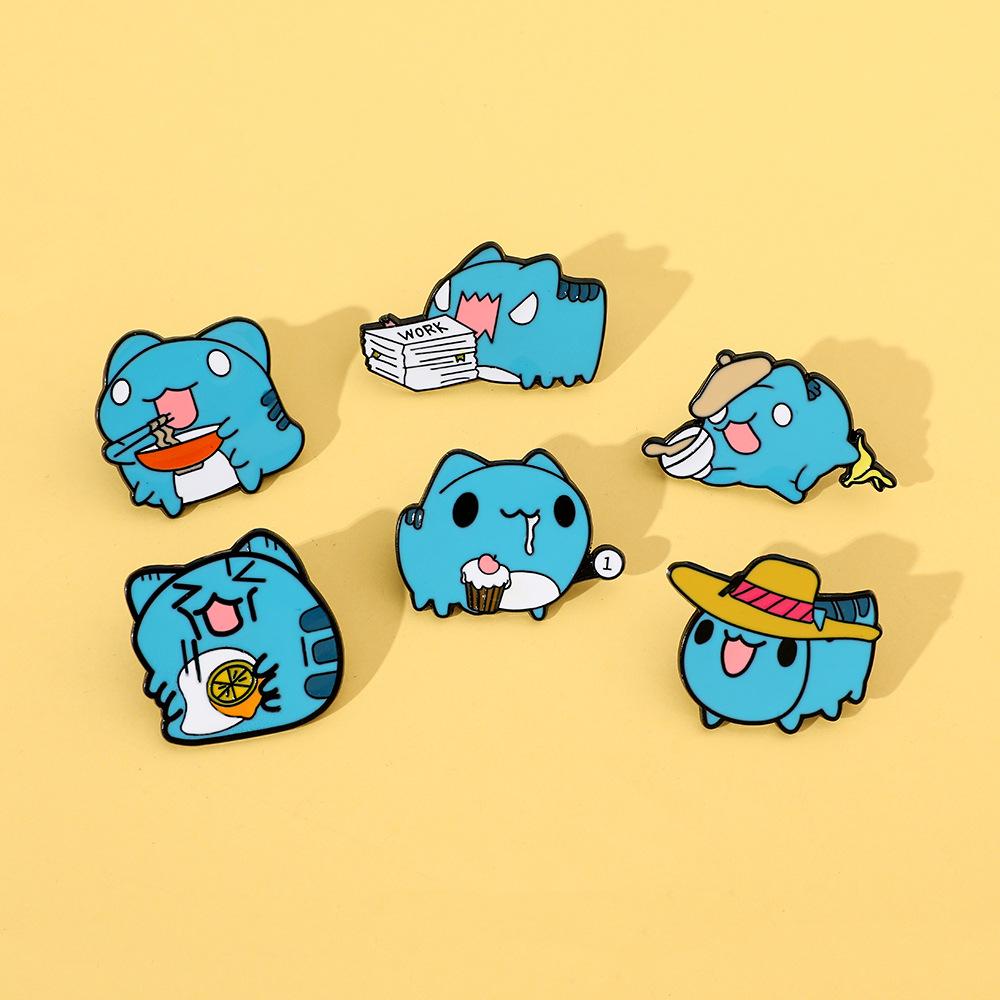 Cat brooch personality creative funny cat bug coffee wave cat capybara metal badge decoration