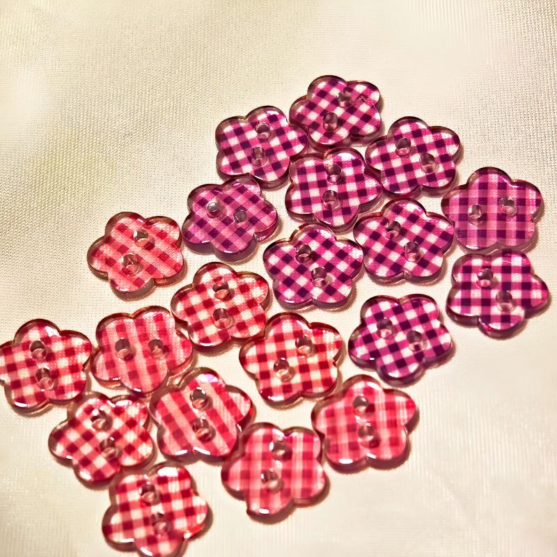 

Checkered Flower Button Sweater Knitted Sweater Sewn by Hand DIY Button 10pcs разноцветный
