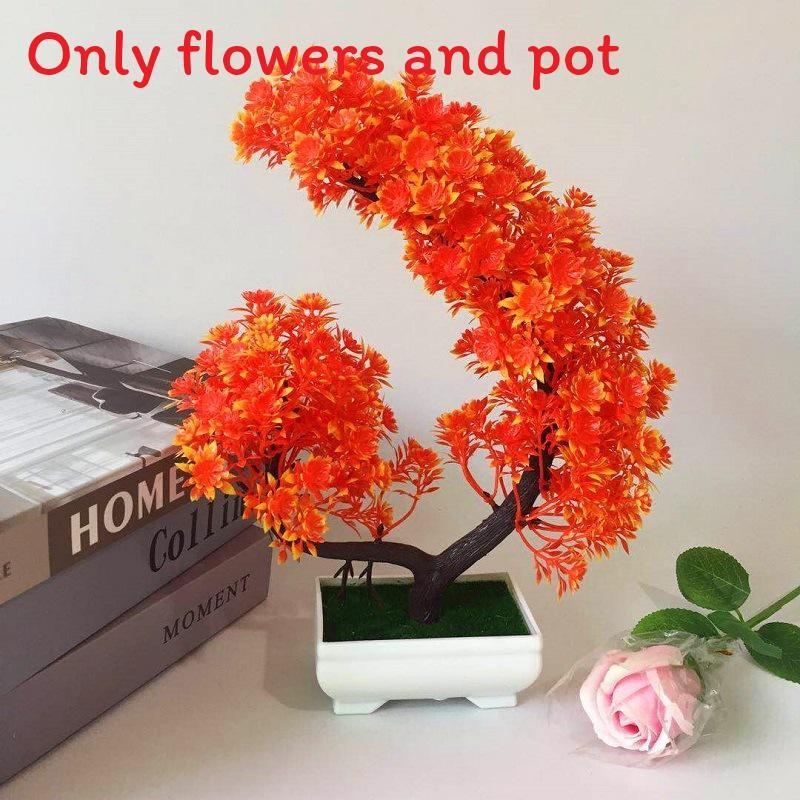 

Simulated Fake Chrysanthemum Flowers Green Plants Bonsai Decoration Desktop OrangeYellow