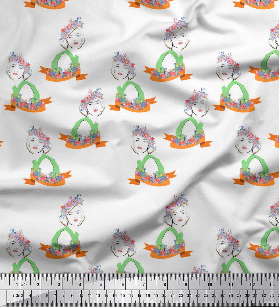 

Soimoi Black Japan Crepe Satin Fabric Flowers & Women Human Figure Print Fabric by metre 42 Inch 42 Inch Wide - Poly Crepe зелений