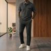Solid Waffle Mens Casual Short Sleeve Polo Shirt And Long Pants Set