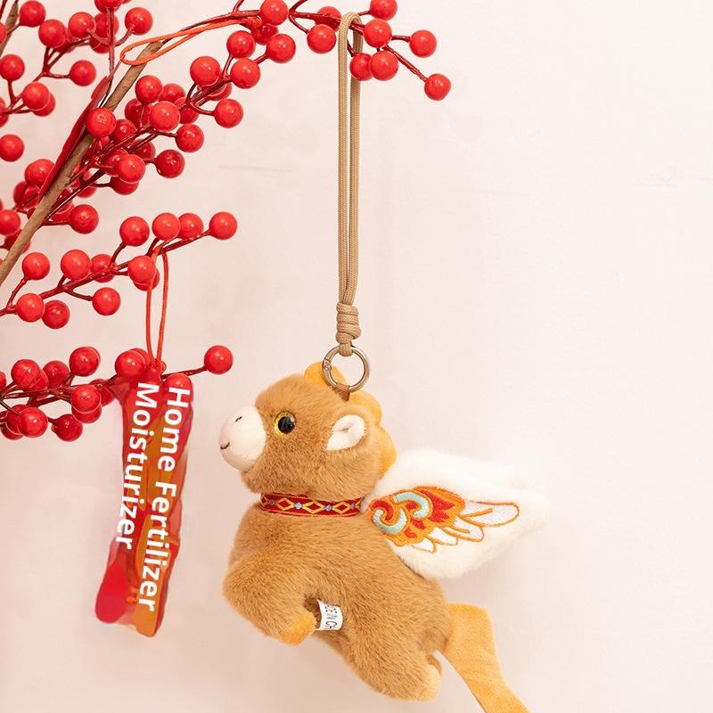 Kawaii Cartoon Flying Pony Keychain Plush Horse Year Mascot Doll Pendant Backpack Hanging Ornament Cute  Year Party Gifts