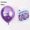 10pcs Birthday Balloons Chrome Latex Happy Birthday Printed Pattern Baby Shower Balloon Metal Birthday Party Decorations