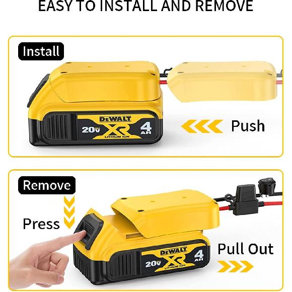 Power Wheel Adapter for Dewalt 20V Battery Series with Fuse, Switch & Wire Terminal, 3Pcs 30A Fuse, 12 AWG Wire Battery Converter Connector DIY for