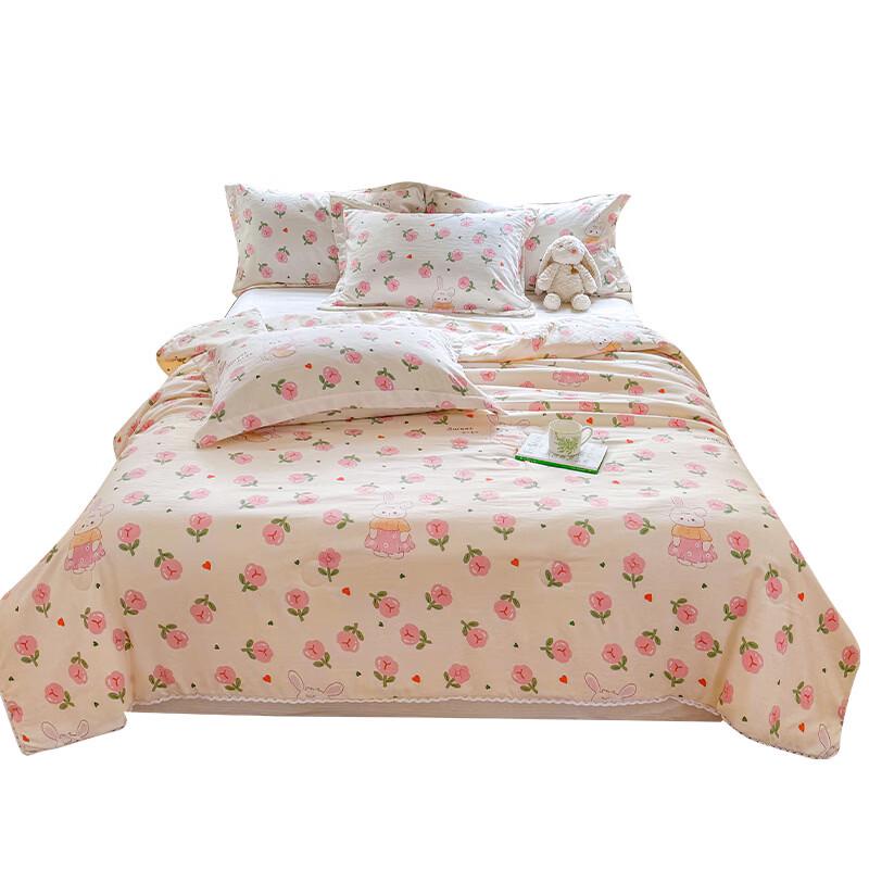 OLOEYA Little Bear Wrinkled Gauze Soy Fiber Summer Quilt