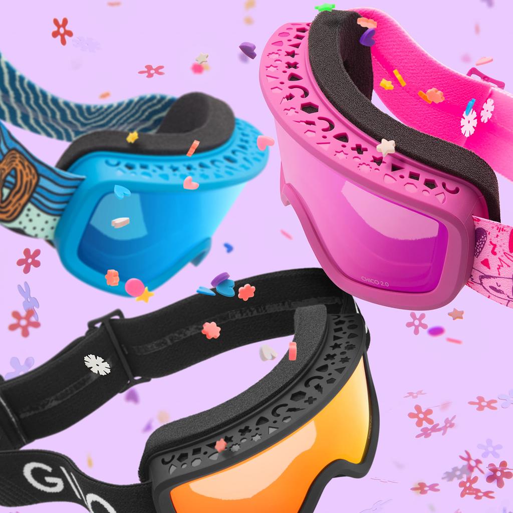 Giro Chico Toddler Ski Goggles Snowboard Goggles for Boys and Sizes Black Zoom Strap with Amber Rose Lenses 2.0 - Girls, 2-4 -