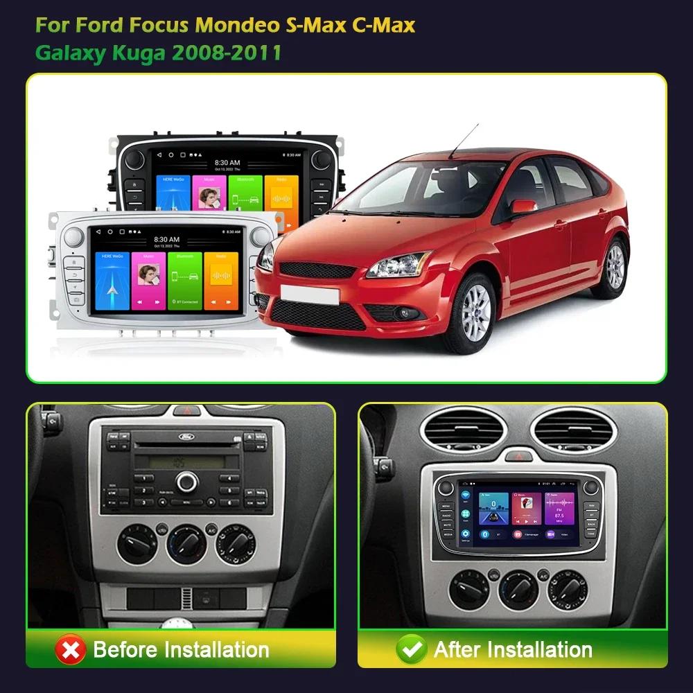 7inch Android OS Car Radio For Ford Focus Mondeo S-Max C-Max Galaxy Kuga 2008-2011 Multimedia GPS Wireless Carplay Screen Stereo
