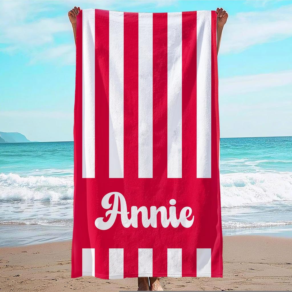 Personalized Striped Beach Towel Microfiber Towel Thin Quick Dry Absorbent for Beach Swimming Yoga Bath Sports