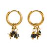 18K Gold Plated Stainless Steel Hoop Earrings for Women Natural Stone Pink Cute Charms Waterproof Jewelry