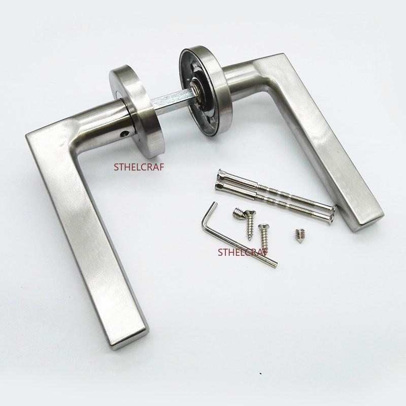 1 Pair Stainless Steel Passage Door Handle Silent Reversible Handle for Bedroom Bathroom Door Furniture Hardware Accessories