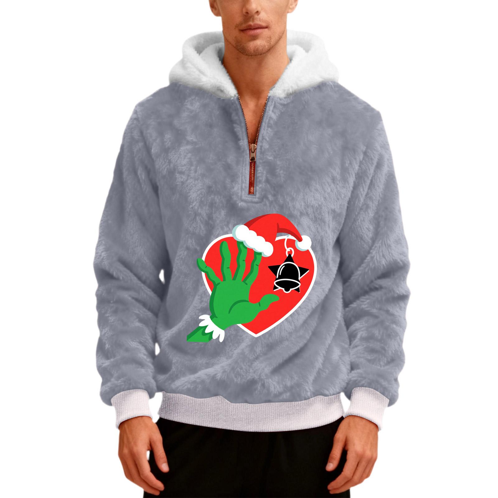 

Men s Plush Half Zipper Hooded Hood Hoodie M