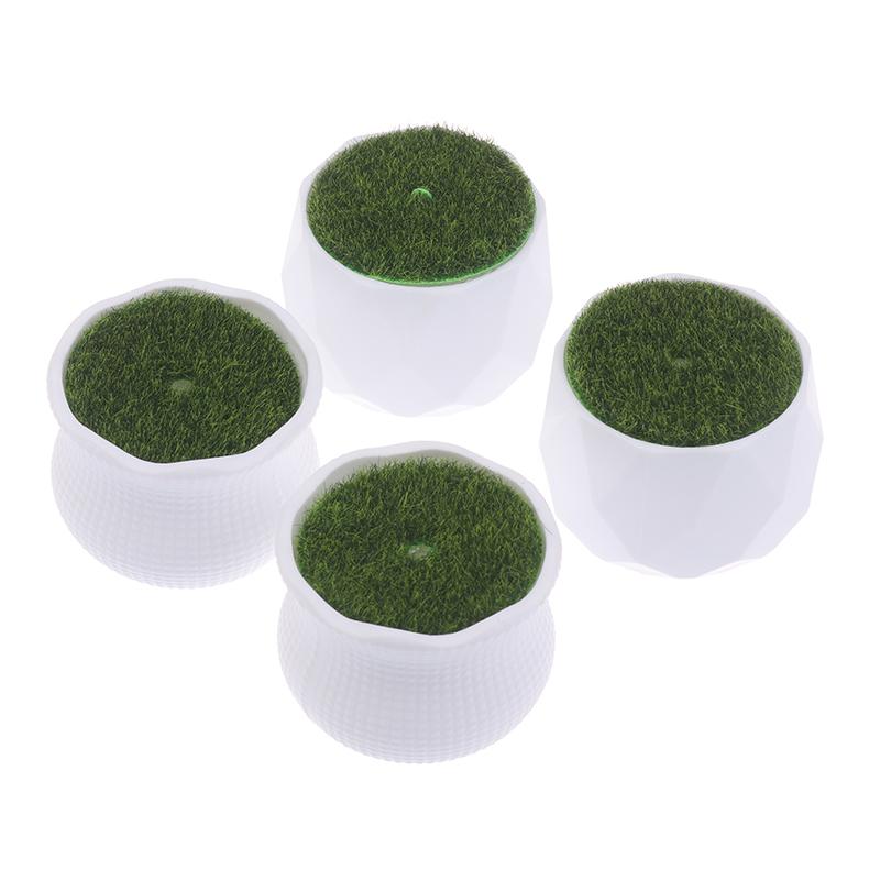 5Pcs Flower Pot Round Planters With Artificial Lawn Vase White Plastic Thick Plants Flower Pot Home Garden Decorations