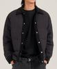 Button Seoul [Duck Down 80/20] Semi-Crop Corduroy Collar Padded Classic Jacket (Black)