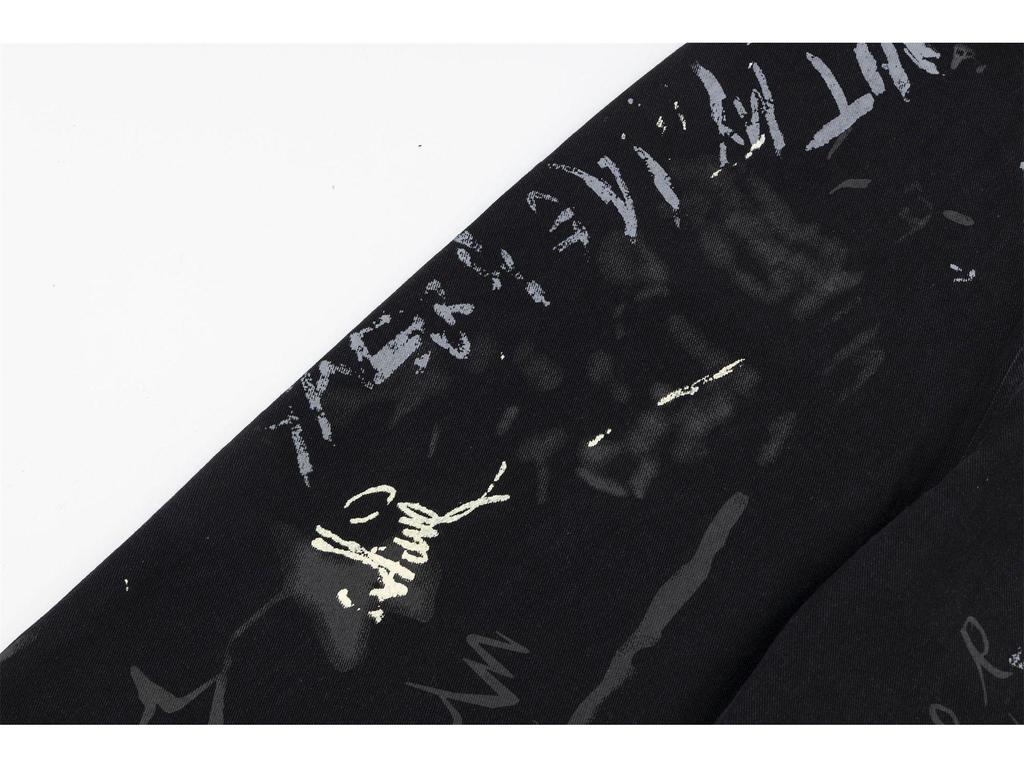 American Graffiti Letter Print Unisex Wide-Leg Jeans