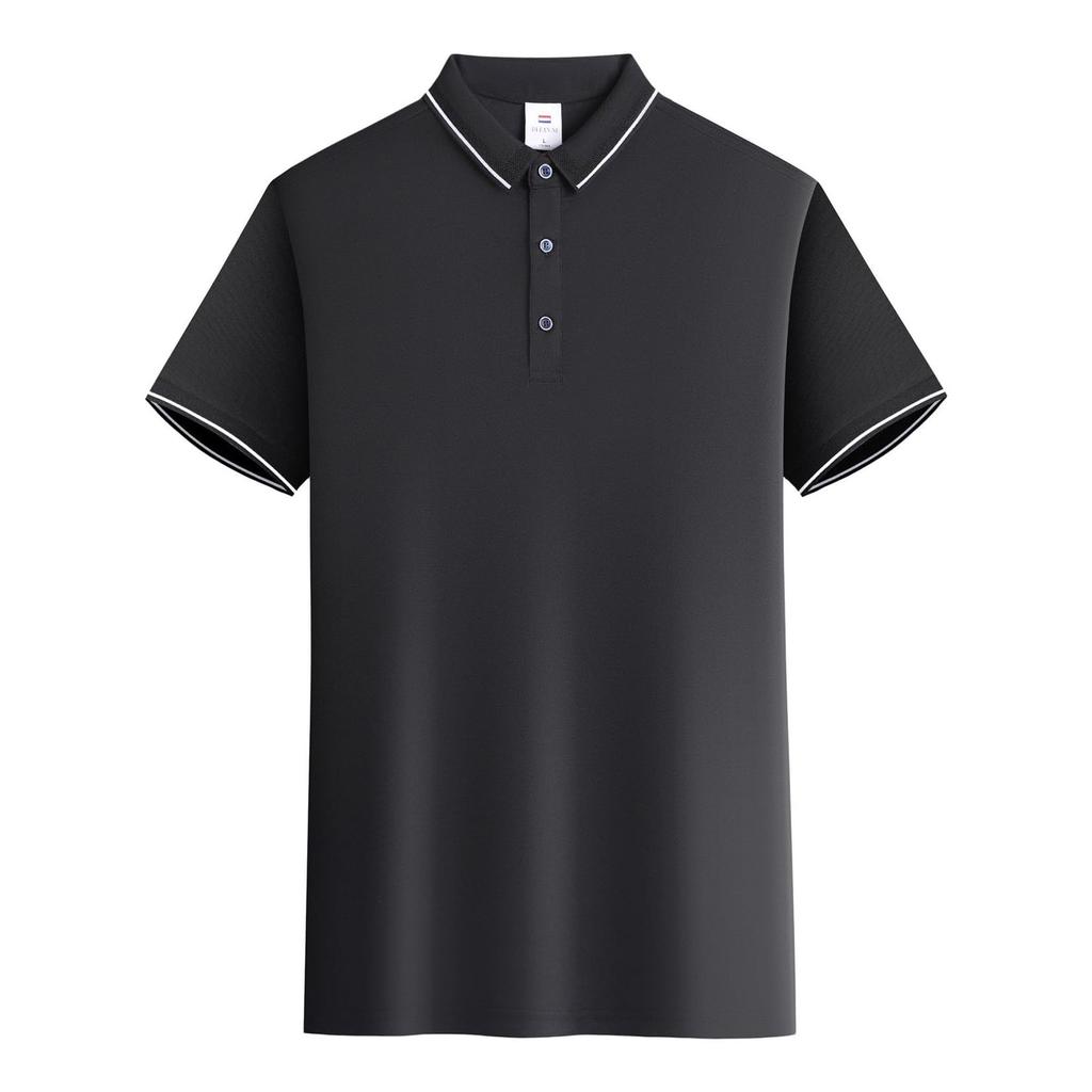LSMUDKINGDOM Short Sleeve Polo Plus Solid for Golf and Size S Men's Shirt, Size, Color, Collared, Stylish, Lightweight, Comfortable, Business, Black,