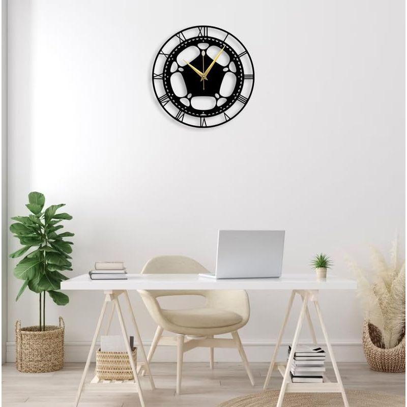 Large Size Clock & Wall Ornament/Metal Outdoor Wall Clock for Bedroom, Office -Black