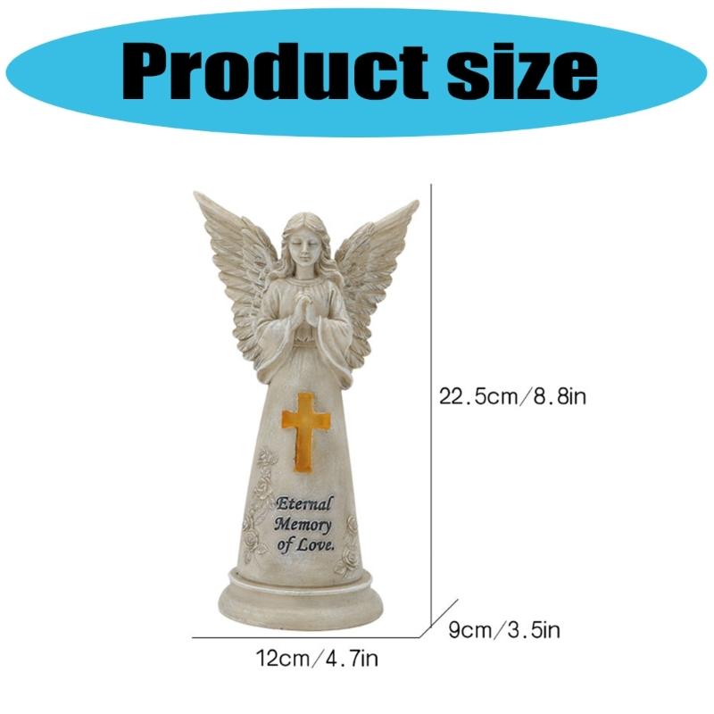  Solar Angel Statues Garden Decors Resins Praying Angel Figurines Garden Memorial Angel for Patios Lawn Yard Porch Decors