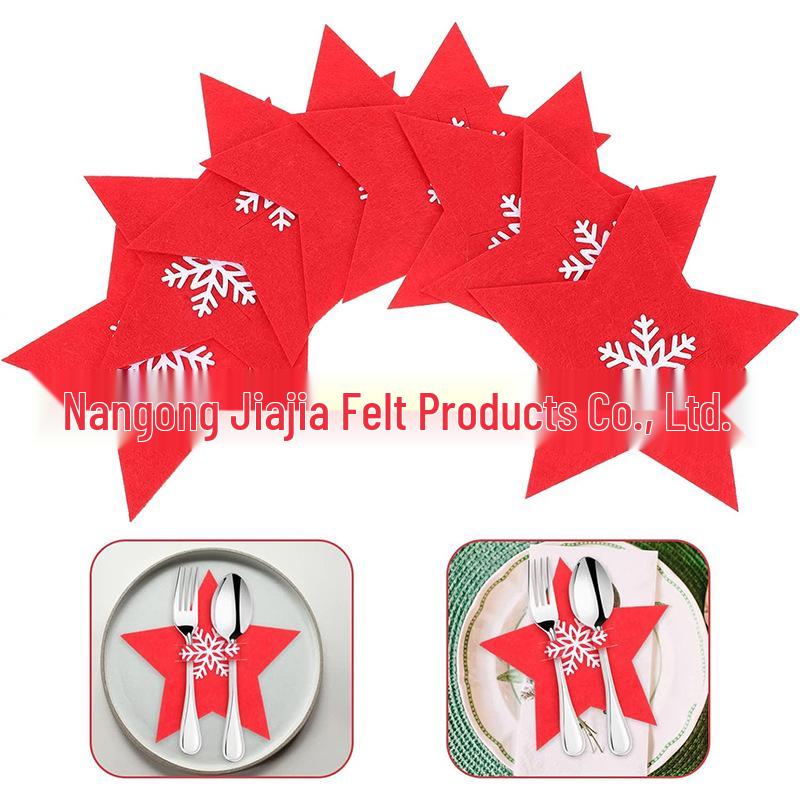 Christmas Tree Cutlery Set: Felt Knife & Fork Holders, Table Mat, Coaster, Party Decor