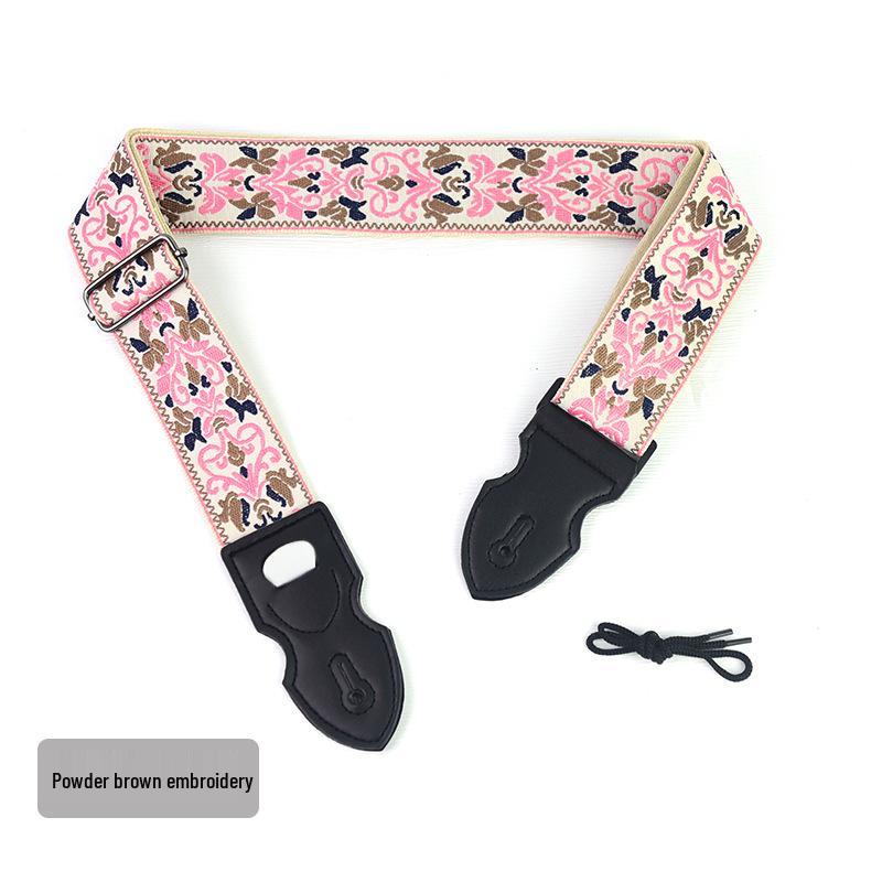 Retro Ethnic Embroidered Guitar Strap - Wooden and Electric, Polyester Printing, UK Style