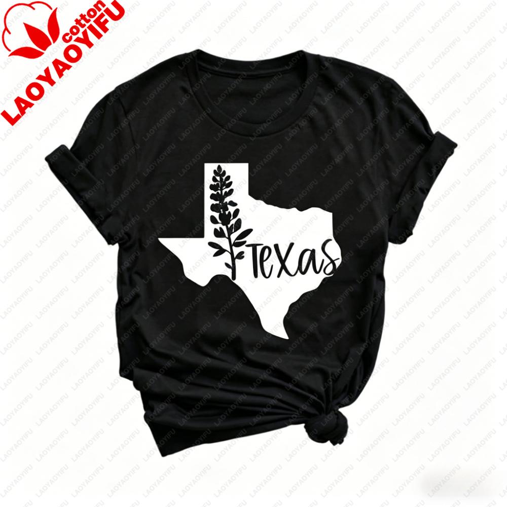 Texas State Outline Bluebonnet Flower Graphic Tshirt Unisex Unisex Cotton Short Sleeve Texas Pride Casual Daily Outfit