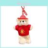 New Year Series Plush Bear Keychain With Sweater And Hat Decor For Gift Giving