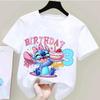 Tricou cu Număr Lilo Stitch Mânecă Scurtă Tricou de Ziua de Naștere Topuri din Bumbac Haine Drăguțe Anime pentru Copii Cadouri pentru Copii Mici Imprimeu Desen Animat Gât Rotund