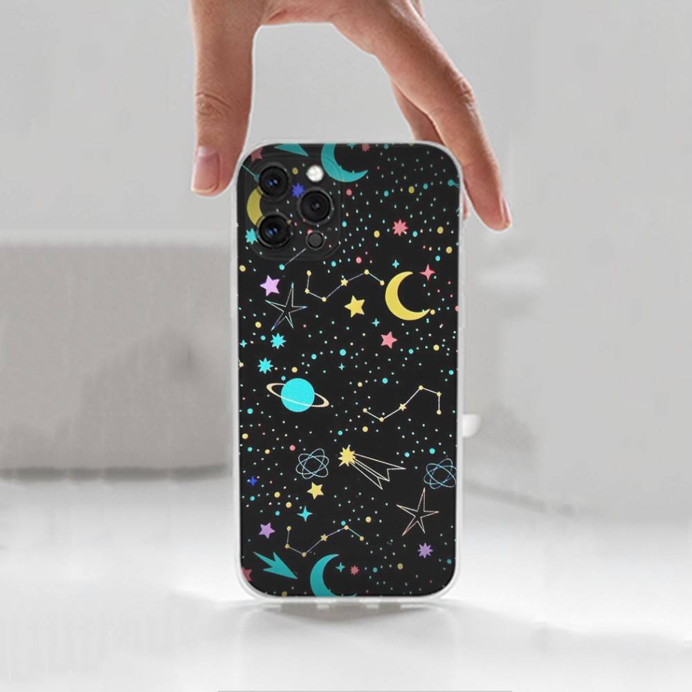 Starry Night Constellations Phone Case For iPhone Max,Plus,11,14,13,XR,SE,12,15,Pro,17,16,X,XS,Mini Transparent Soft Cover