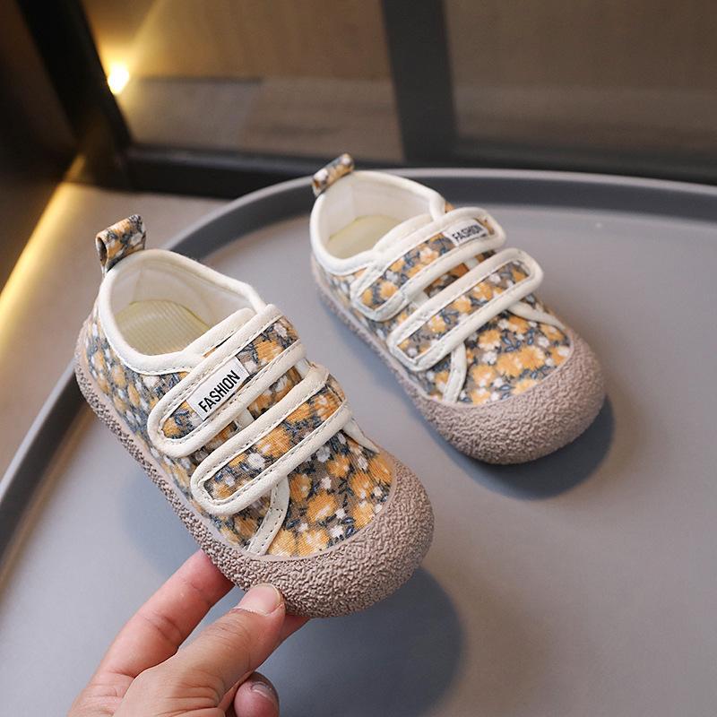 Spring and Autumn Boys and Girls College Style Retro Comfortable Wear-resistant Soft-soled Floral Canvas Shoes