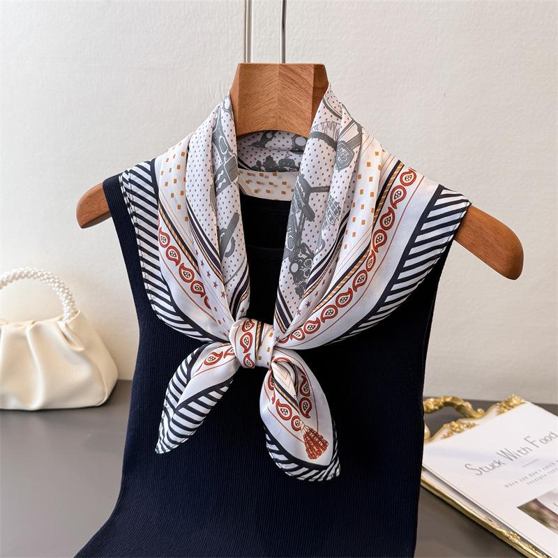 Cute Dachshund Dog Print Square Satin Scarf Women Pink Paisley Border Bandana Multi-use Neck Scarfs Hair Tie Bag Wrap Headband