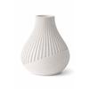 Decorative White Vase, Grooved, Modern Japandi